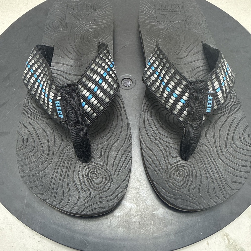 Reef Sandals Flip Flops Black Silver Blue Mens 9.5 Womens 11 NWT